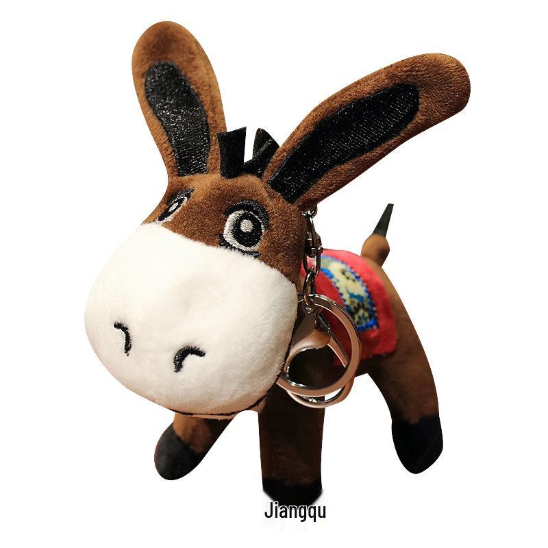 Charming Country Fair Donkey Pendant & Keychain | Plush Toy Doll Gift & Backpack Decoration