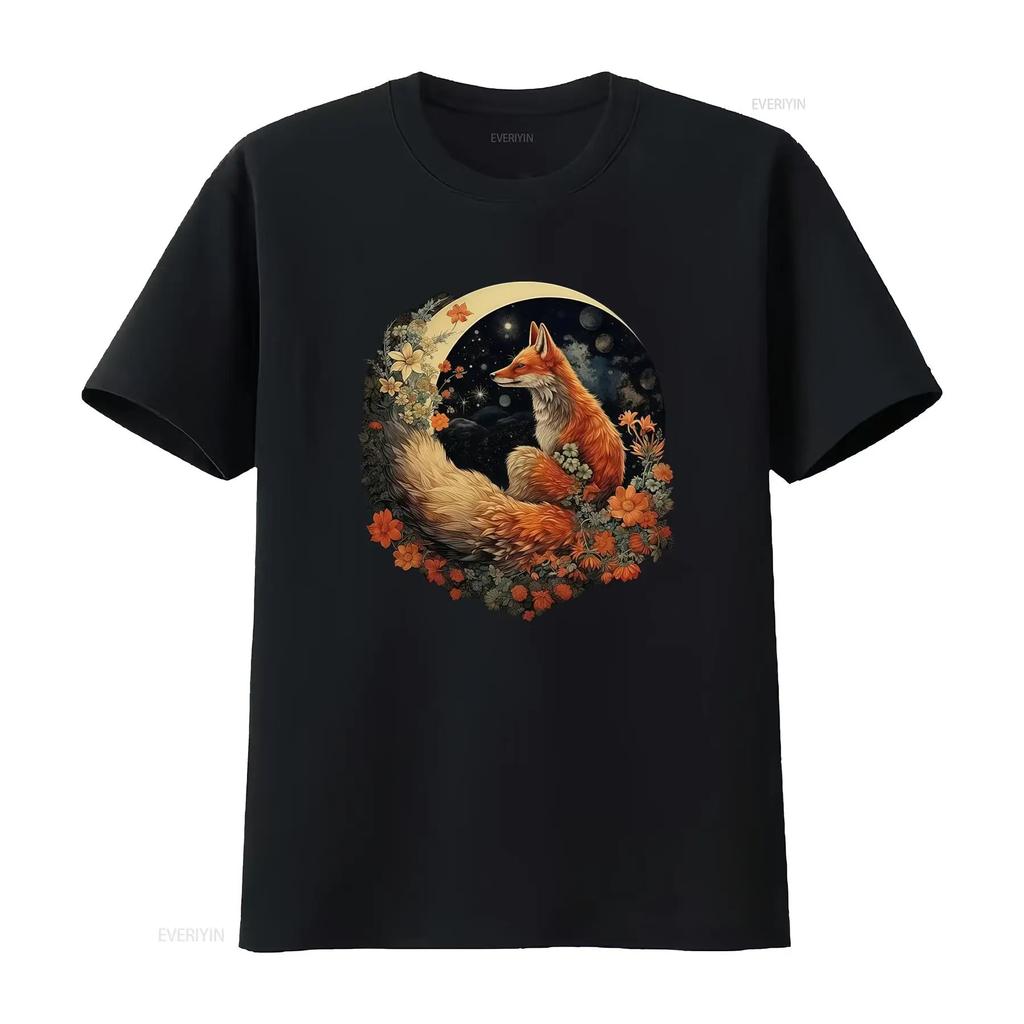 Whimsigoth Fox Moon T Shirt Goblincore Witchy Celestial Fairycore Dark Cottagecore Witch Nature Aesthetic Vintage Washed