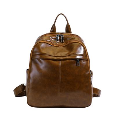Large-capacity Backpack for Female College Students, Pu Backpack, Korean Version, Sweet and Fresh, Multi-pocket Bag