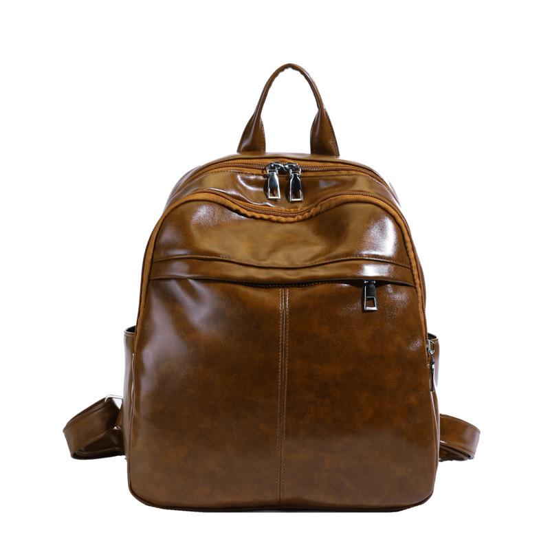 Large-capacity Backpack for Female College Students, Pu Backpack, Korean Version, Sweet and Fresh, Multi-pocket Bag