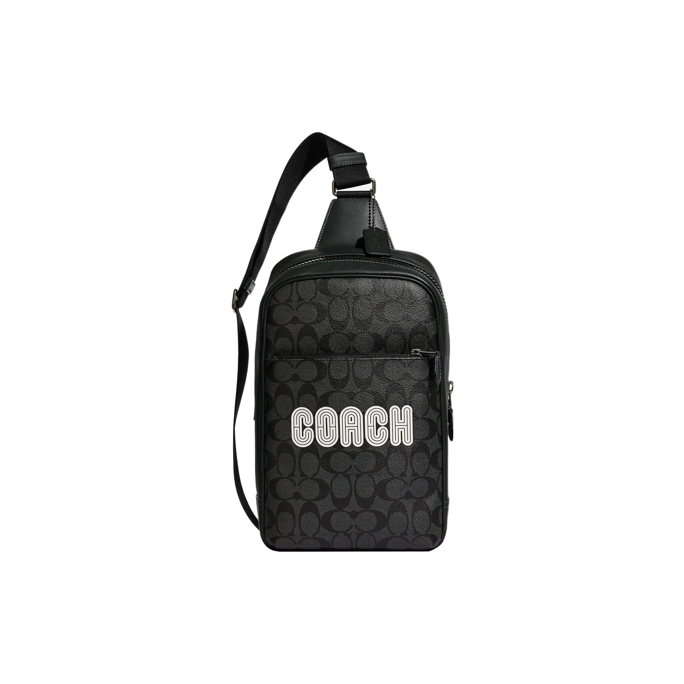 

Coach Westway 18 Classic Monogram Print Zipper Closure Coated Canvas And Smooth Calfskin Crossbody Bag Men Crossbody Bag Black White CE522-QBV1A Basic Set (Bag+Dust Bag)