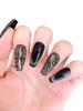 Trendy Black Cat Eye Manicure Stickers Sparkling Gems And Handcrafted Design