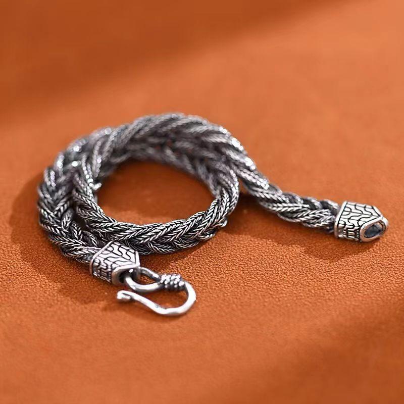 Papas Silver Plated Hand Woven Bracelet for Men and Women, Retro, Simple, and High-end Men's Jewelry