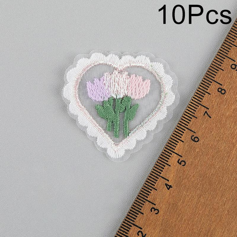 10pcs Embroidered Cute Flower Heart Patches Applique for Backpack Shoes Hats Scrapbooking Decoration DIY Sewing Accessories