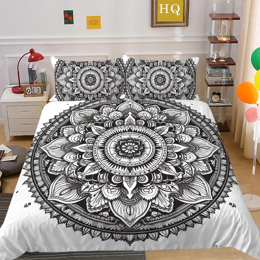 Módní sada povlaků na přikrývku Špičkové designové dekorace do ložnice 3D povlečení na polštář s potiskem mandaly