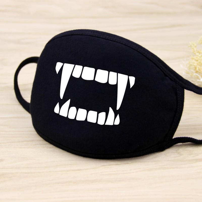 Black Cotton Mask Unisex Winter Warm Thickening Half Face Mouth Mask Cotton Cartoon Pattern Anti-Dust Anti-Respirator Mask