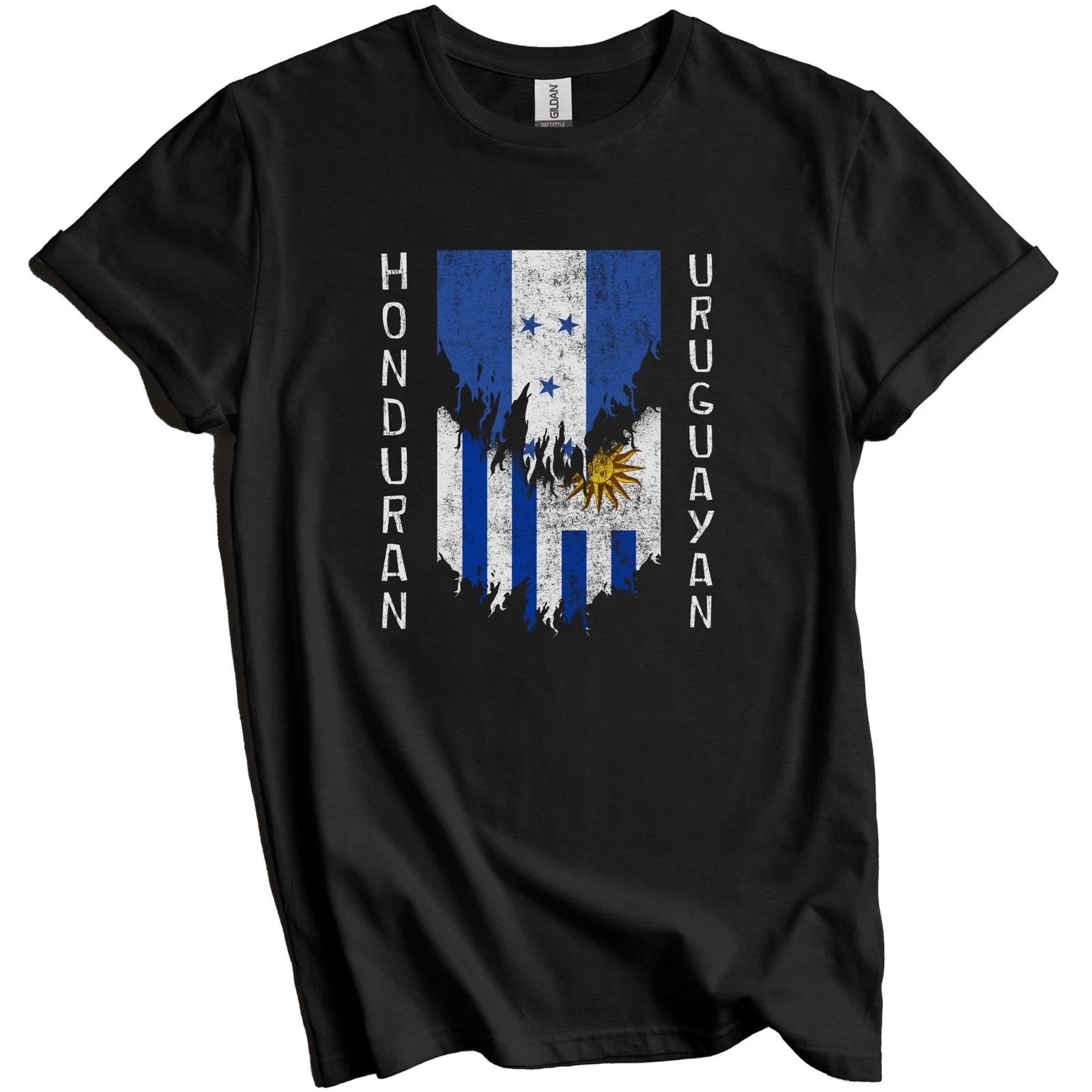 Honduran Uruguayan Flags Ripped Torn Honduras Uruguay T-Shirt 3XL