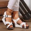 New Fashion Women's Wedge Heel Sandals Summer Thick Sole Non Slip Beach Shoes Woman Rivet Decor Chunky Platform Sandalias Mujer