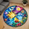 1pc Sunflower Moon Round Chair Mat Area Rug - Non-Slip, Floor Mat for Office, Bedroom, and Indoor Decor C1125328