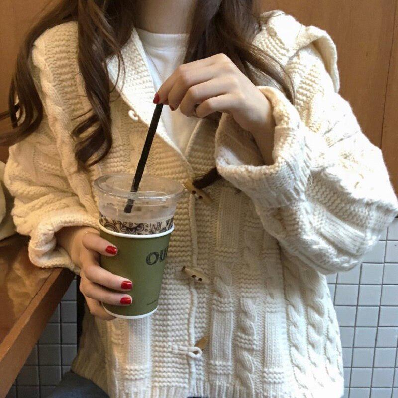 Japanese Sweater Female Harajuku Preppy Style Winter Korean Fashion Loose V-neck Long-sleeved Knit Cardigan Casual Jacket