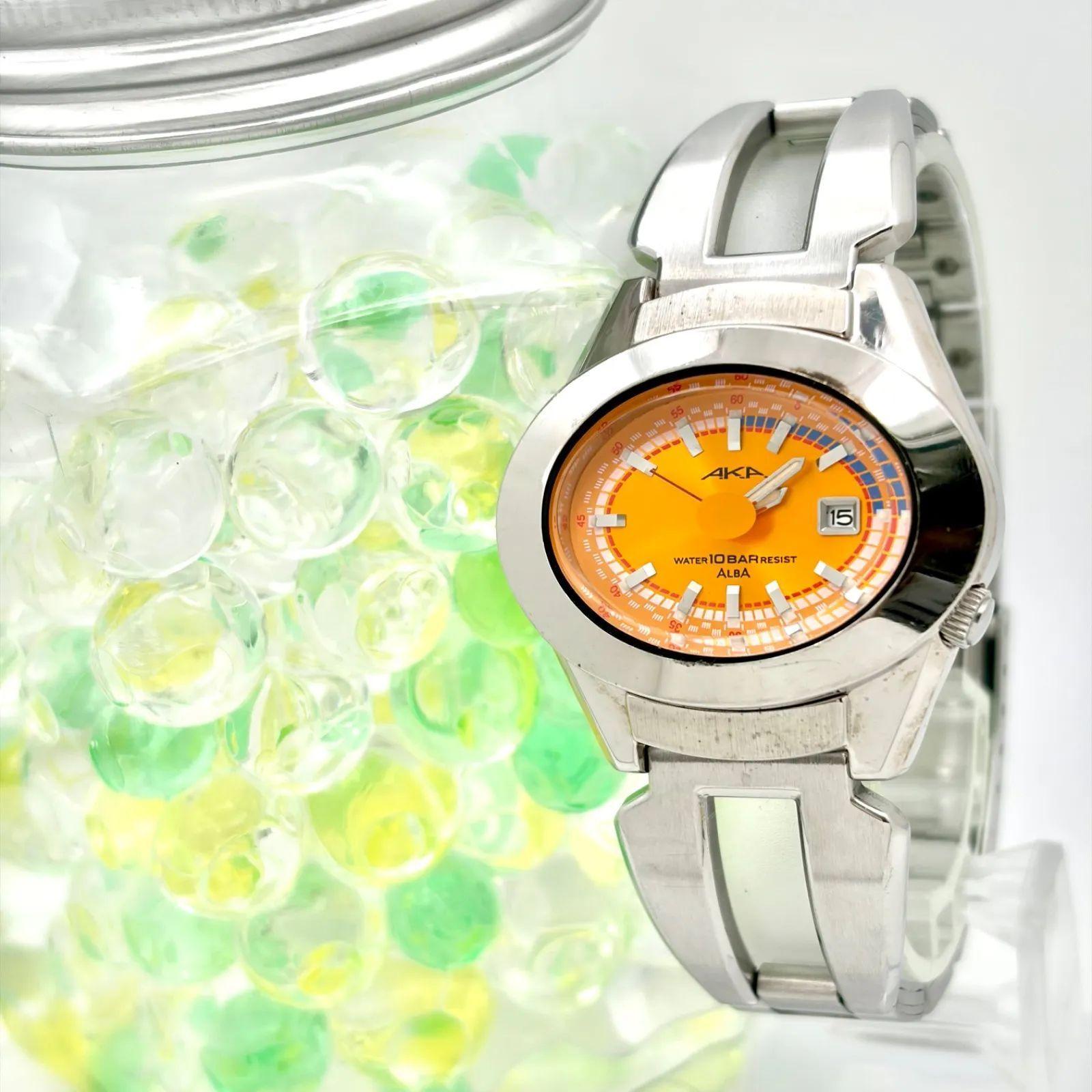 [New battery] SEIKO ALBA AKA Orange Ladies Watch Silver V782-5A40 667062