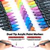 12/24/36/48/72 Colors Dual Tip Acrylic Paint Pens Markers for Wood Canvas Stone Rock Painting Glass Ceramic Surfaces DIY Crafts