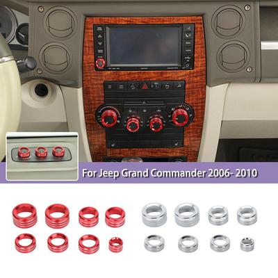 Aluminum Alloy Car Interior Trim For Jeep Grand Commander 2006- 2010 Air Conditioning Switch Knob Decoration Ring Cover