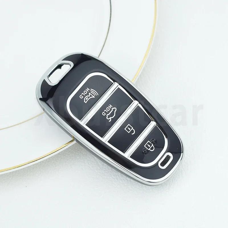 Чехол для автомобильного ключа с 4 кнопками для Hyundai Sonata Elantra Creta Ix35 Ix45 I10 I30 I40 Tucson Santa Fe Rena TPU чехол для автомобильного ключа Shell Fob