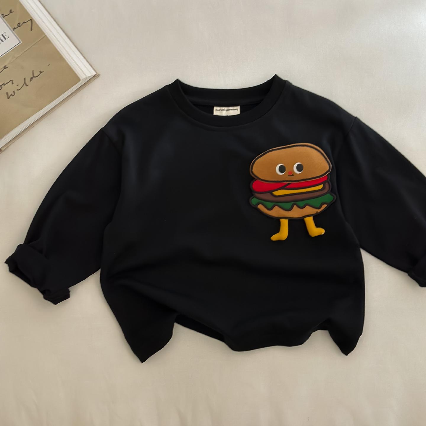 

Детская осенняя футболка, базовая рубашка с длинным рукавом для мальчиков, корейский свободный топ для девочек, осенняя детская одежда 140cm чёрный