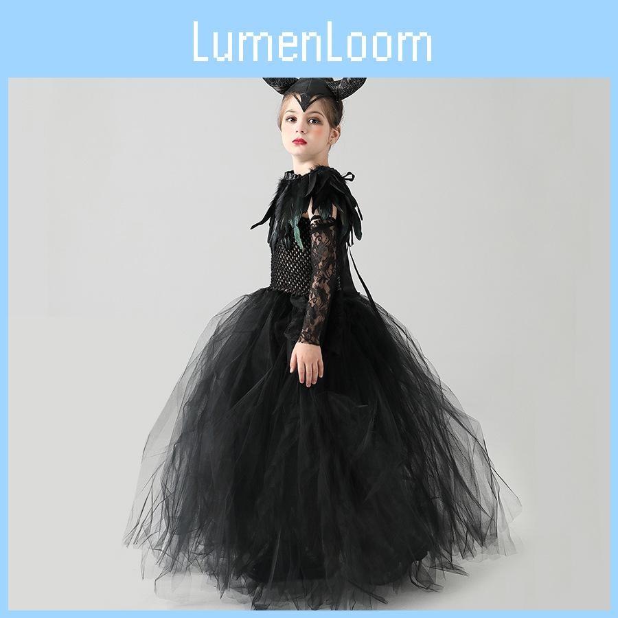 Childrens Maleficent Cosplay Costumes Halloween Stage And Themed Party Up Dress