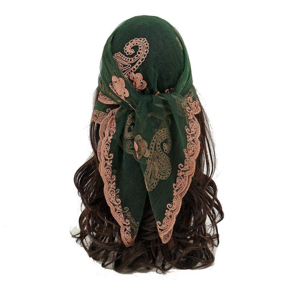 Embroidered Lace Embroidery Square Scarf Thin Lace Trim Lace Headwrap Hair Wrap Breathable Fabric Cashew Flower Bandana