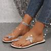 Módní dámské pantofle Letní nadměrná velikost Boty s jedním páskem Dámské jednobarevné mašličkové ploché sandály Venkovní plážové pantofle Elegantní nazouváky Dámské