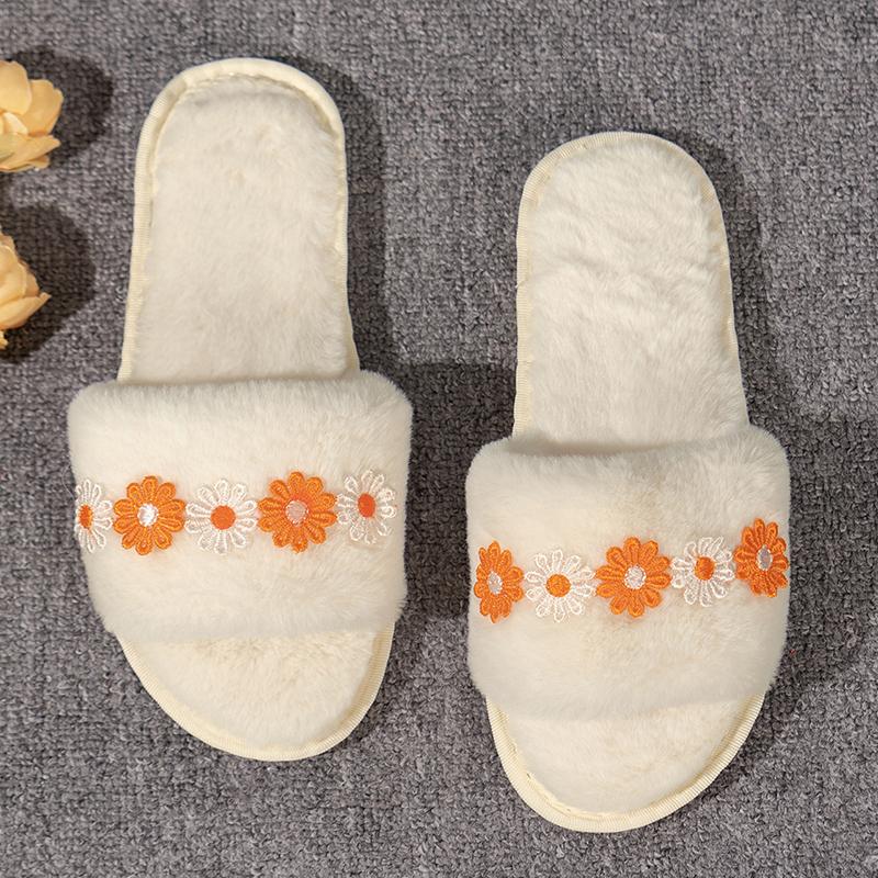 

Мода Мода Цветочный Декор Хлопковые Тапочки Женские Мягкая Подошва Теплые Домашние Тапочки Женские Зимние С Открытым Носком Нескользящие Плюшевые Тапочки 2025 42-43 бежевый