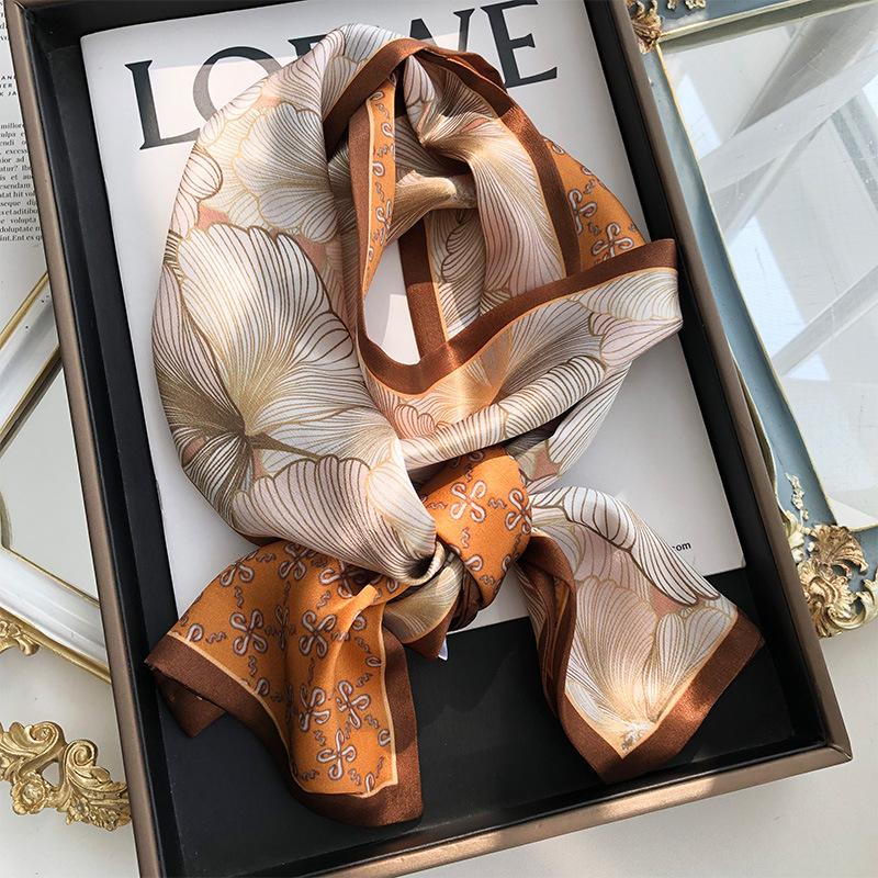 

Korean Flowers Hangzhou Silk Satin Silk Scarf Women S Double Layer Double Sided Silk Scarf Narrow Long Scarf Ribbon 15-145
