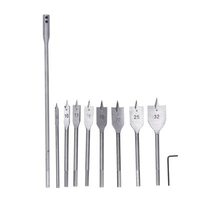 10 Stück Holzbohrer-Set Hochkohlenstoffstahl 8 Größen 1/4 Zoll Schaft Flachbohrer für Holzbearbeitung