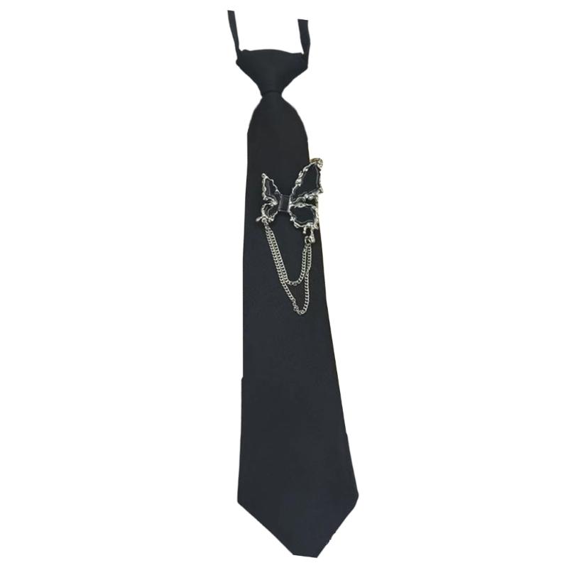 Jk Uniform Black Ties Metal Chain Butterfly Collar Japan Jk seifuku Cosplay Pre-tied Tie Schoolgirl JK Suit Neckwear