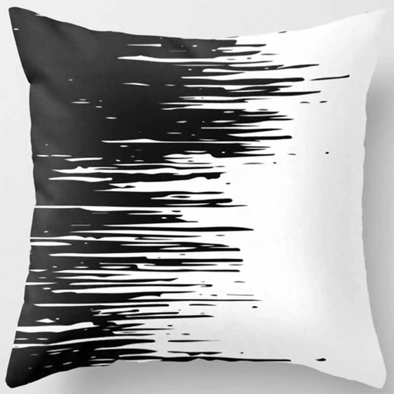 Black and White Abstract Geometric Pillowcase Creative Brushstrokes Ins Style Cushion Modern Simple Home Decoration Sofa Pillow