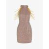 Spring and Summer Women's Dress Fashion Hanging Neck Sexy Crystal Tassel Hip Sequins Dress Midi Evening Gowns