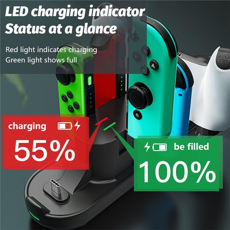 ABUO-USB Type C 6 In 1 Universal Controller Charging Dock Station For PS5 Series X For Switch Game Controllers Accessory