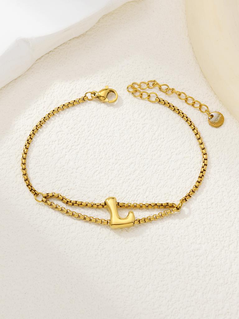 New stainless steel wholesale 26 English letters double-layer ring gold-plated bracelet