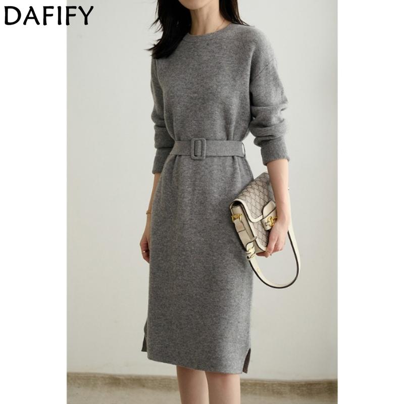 DAFIFY Dámská móda Ležérní Podzim Zima Jednobarevné svetry s dlouhým rukávem a výstřihem do O