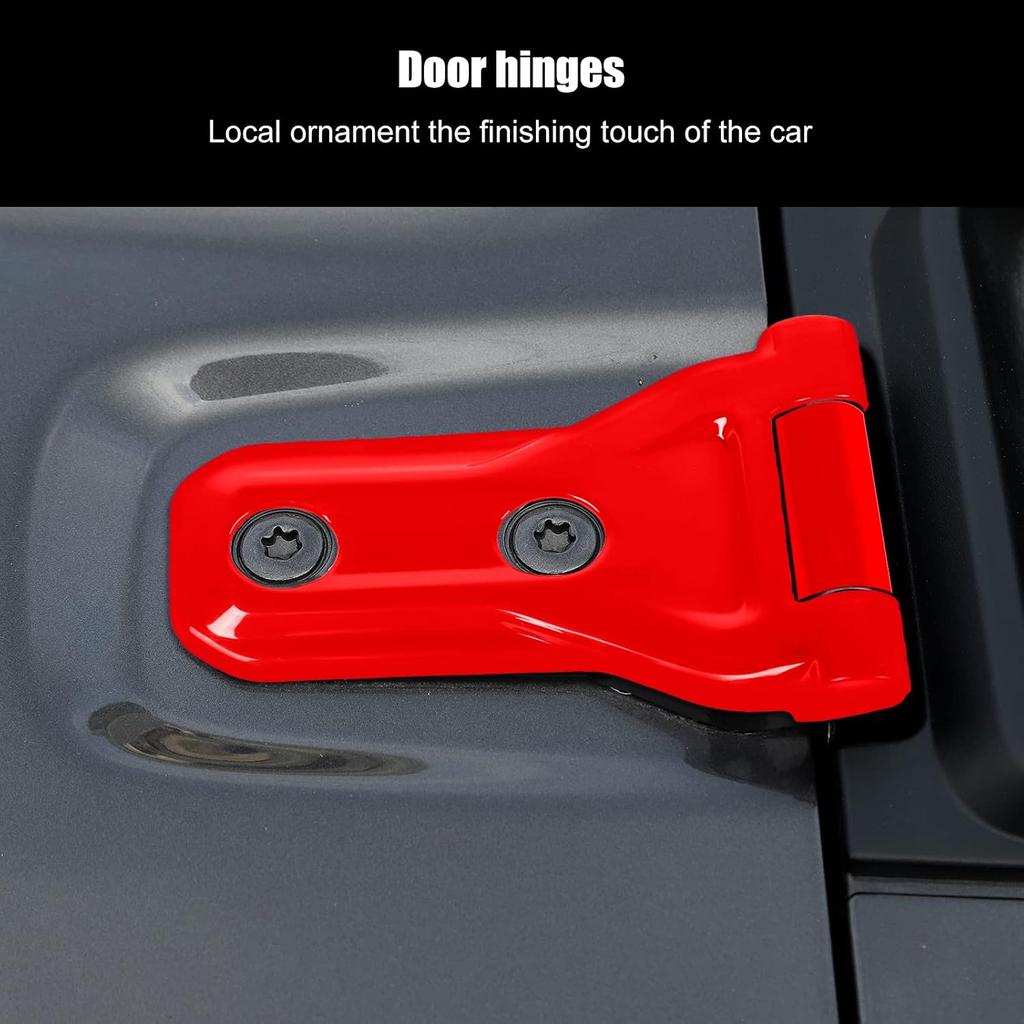 Hoolcar Engine Hood Hinge Cover Exterior Decoration Accessories for 2018-2024 2025 Jeep Wrangler JL JLU & Gladiator JT, Red