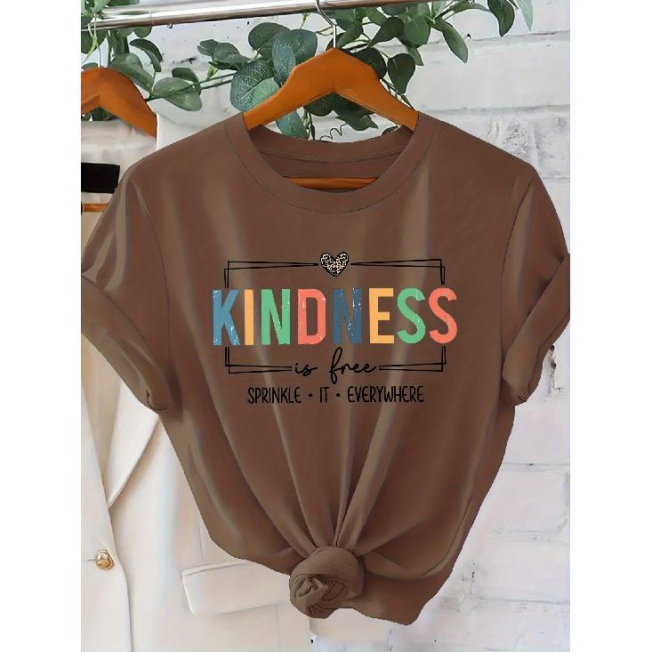 „FREUNDLICHKEIT ist kostenlos“ Bunte und süße Charity-Drucke T-Shirt Elegante Vintage-Damenkleidung, ein Geschenk für die Schulanfangszeit Schön