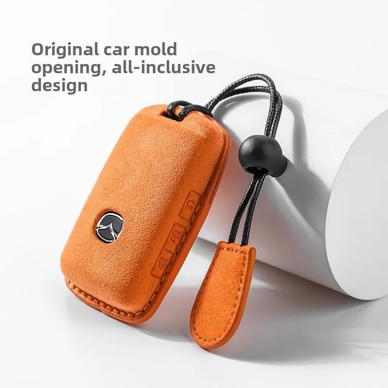 Mazda Car Key Cover Premium Leather Flip Key Case Compatible with Mazda 3 4 5 Models Auto Accessories Shell Buckle Bag