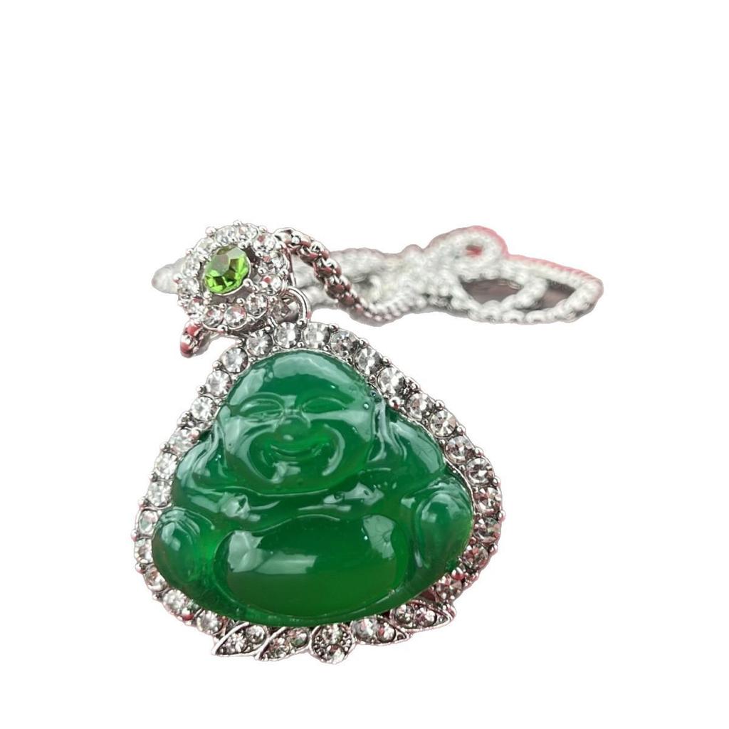 High-End Jade Big-Belly Buddha Pendant: Unisex Alloy Gift