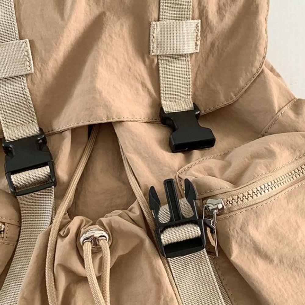 Solid Color Ruched Shoulder Bags Light Weight Student Schoolbag Drawsting Backpacks  Men Women