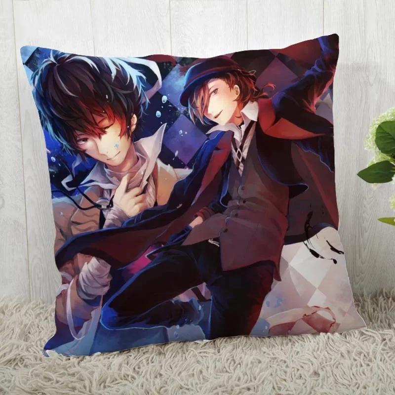 45*45 Pillow Case Bungo Stray Dogs Print For Wedding Pillow Cover Animals Pillowcases