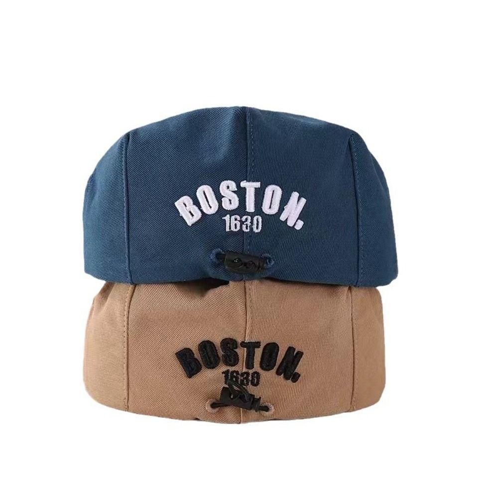Letter Embroidered Beret Hat Retro Denim Peaked Caps Fashion Duck Tongue Cap  for Kids