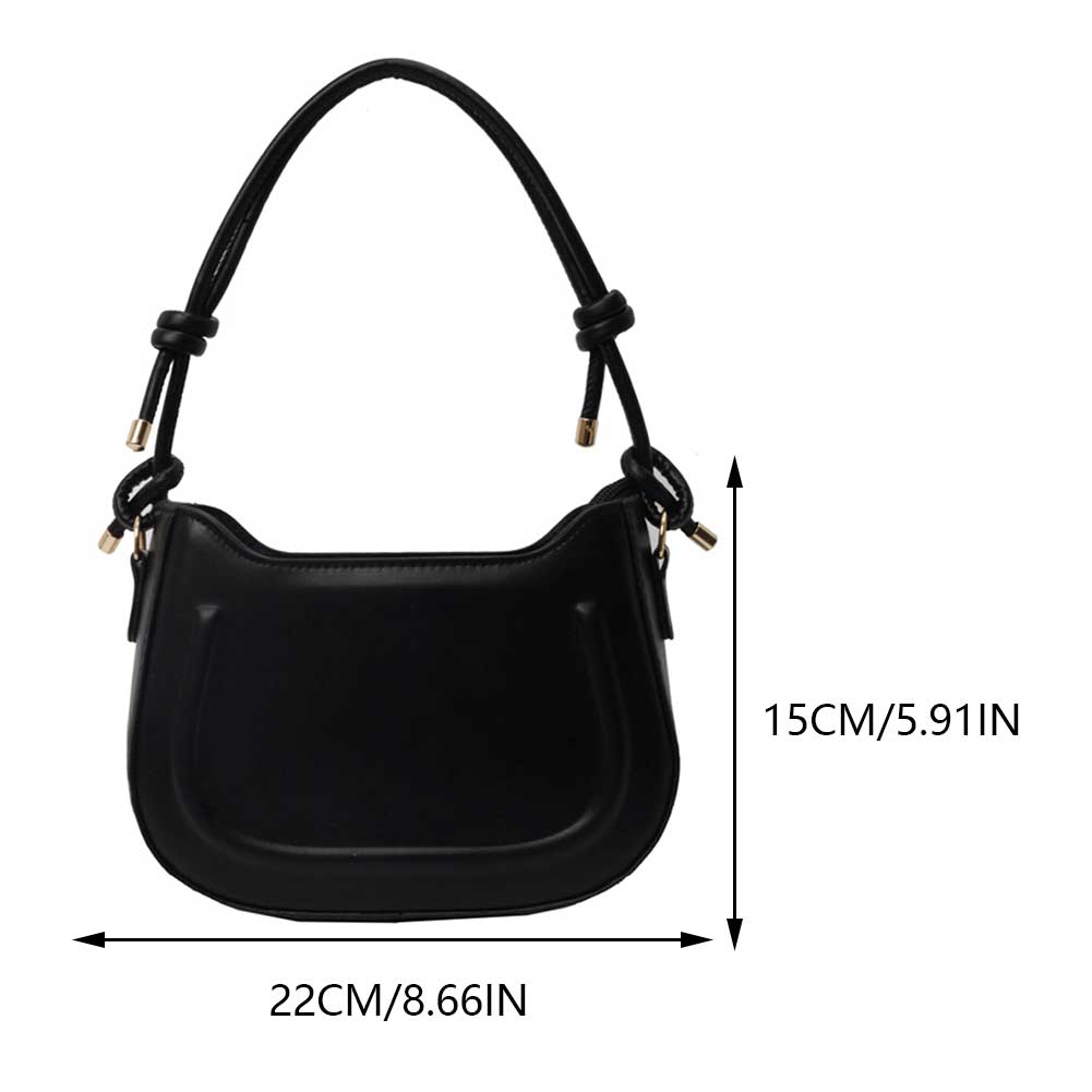 Women Elegant Handbag Large Capacity PU Saddle Shoulder Bag Small Crossbody Bag Solid Color Adjustable Strap for Outdoor Travel