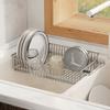 Adjustable Stainless Steel Sink Organizer Rack With Drain Tray Kitchen Countertop Storage