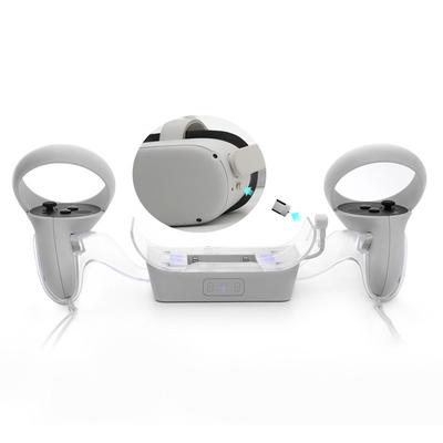 Ladestation für Oculus Quest 2 OQ-2 VR-Headset, Ladestation mit 2 wiederaufladbaren 2000-mAh-Batterien und abnehmbarer Halterung