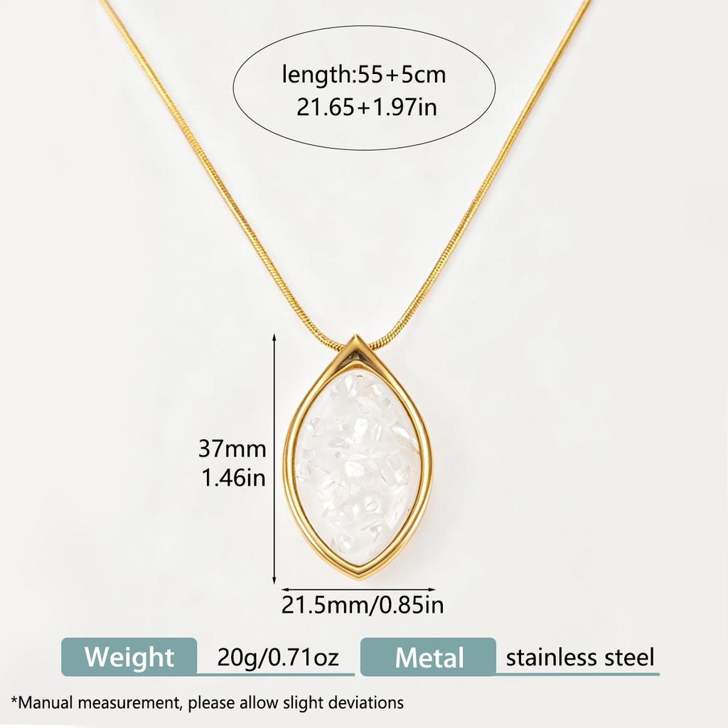 European Retro Stainless Steel Necklace with Natural Shell Pendant - Elegant Collarbone Chain