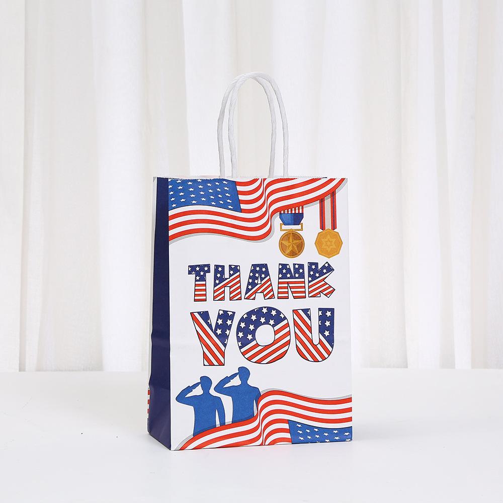 

12/30pcs Patriotic Paper Tote Bags Thank You Veterans Gift Bags for Parades Donations Fundraisers Markets Return Gifts 30pcs&15x8x21cm