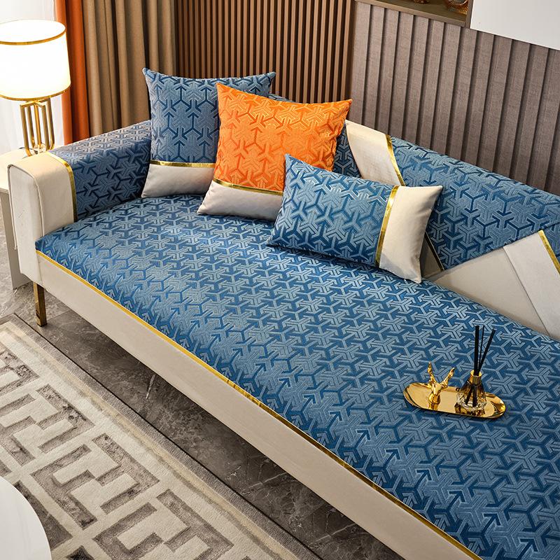 Высококачественная легкая роскошная диванная подушка из синели, простой современный четырехсезонный универсальный нескользящий чехол для гостиной, полный чехол 70*70
