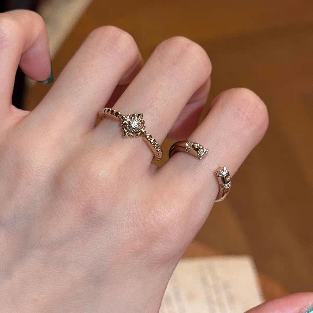 Medieval gold cross star ring women's high-end sense retro light luxury index finger ring temperament versatile stack wearing ring new