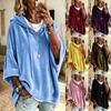 Moda Jesień Zima Złoty Aksamitny Hoodie ze Sznurkiem Damska Casualowa Bluza z Kapturem Długi Rękaw Top Miękki Ciepły Pulower