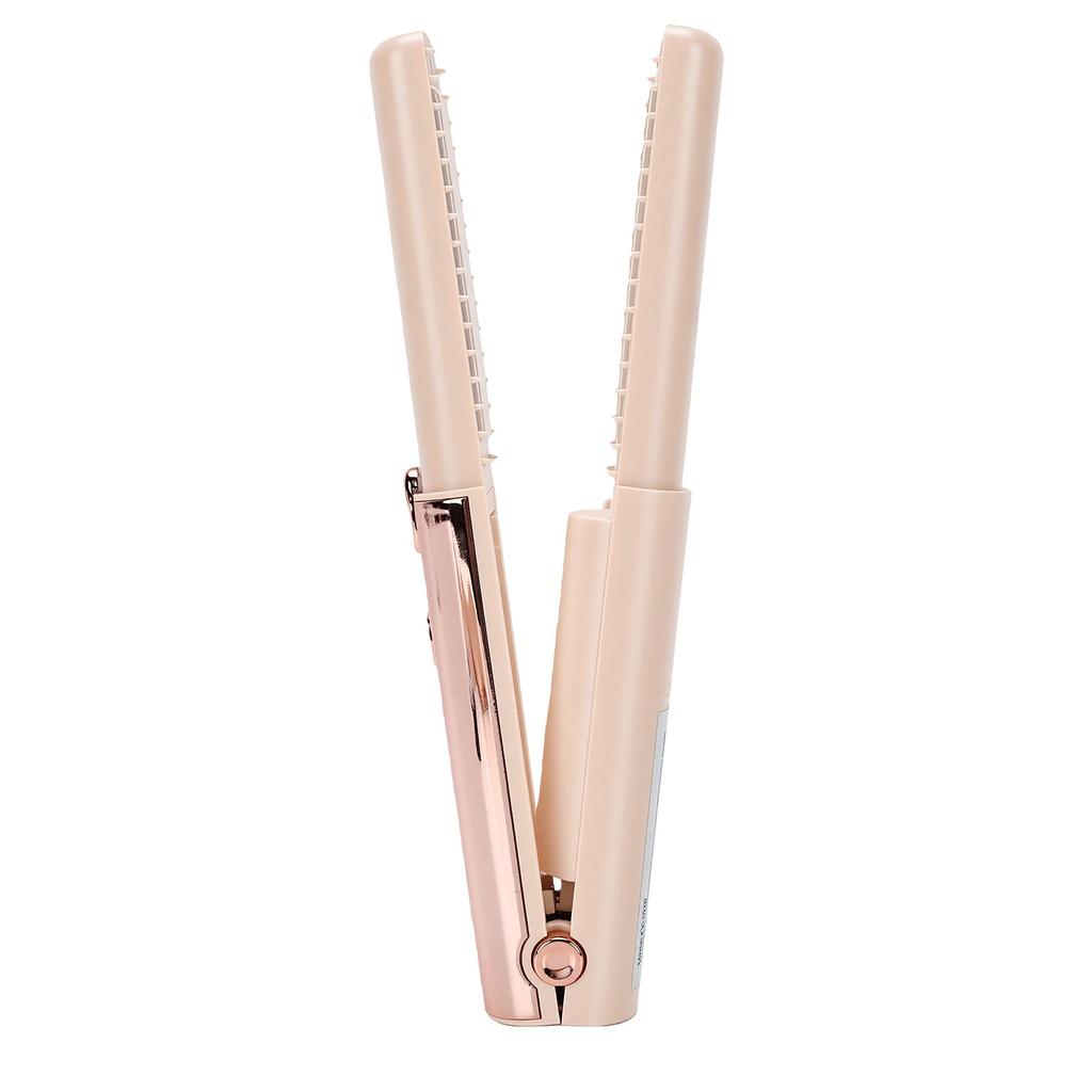 Mini Flat Iron 2 In 1 7 Heat Settings Rechargeable Portable Cordless Curling Iron Pink