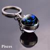 Holder Men Women Glass Ball Pendant Leo Jewelry 12 Constellation Keychain Zodiac Keychain Key Rings