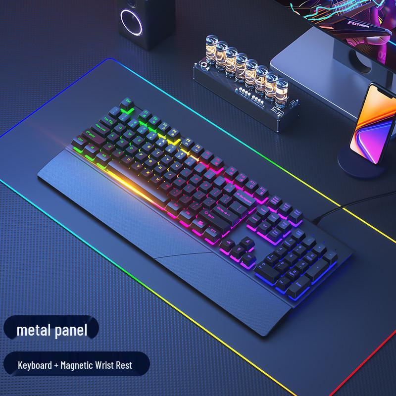 Silent Mechanical-Feel Wired Keyboard & Mouse Set for Gaming and Office