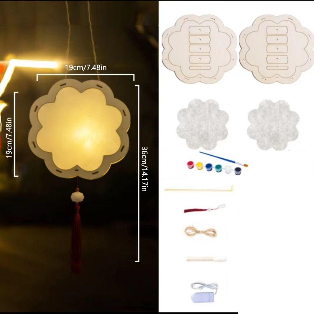 LED Light Handmade Hanging Lamp Wooden Art Lantern Retro Mid-Autumn Festival Lantern  Party Decor